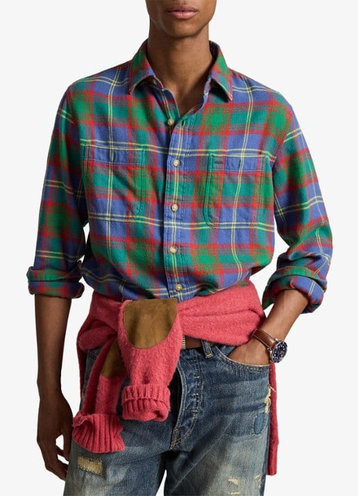Ralph Lauren Classic fit overhemd met ruitdessin - voorkant 3 7391 royal green multi / groen