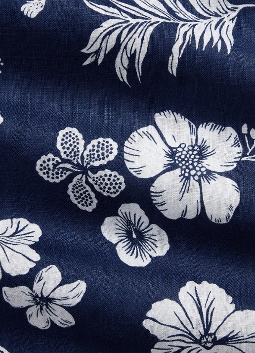 Ralph Lauren Classic fit overhemd van linnen met bloemenprint - detail 6 7163 jaguar tropical / donkerblauw