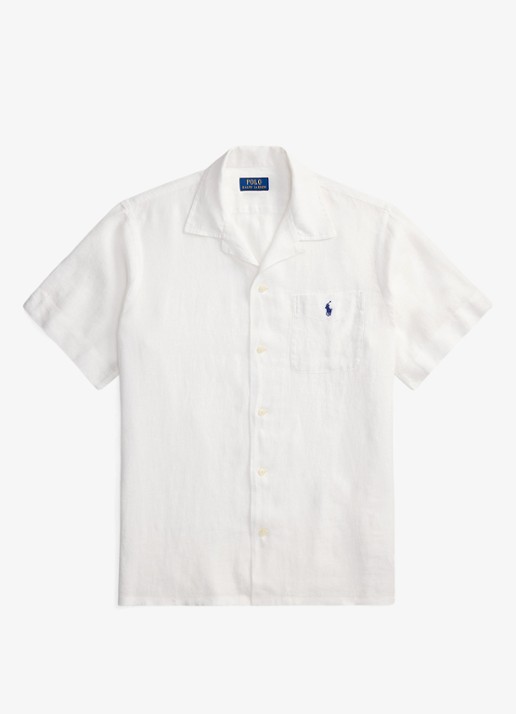 Ralph Lauren Classic fit overhemd van linnen met borstzak - voorkant white / wit