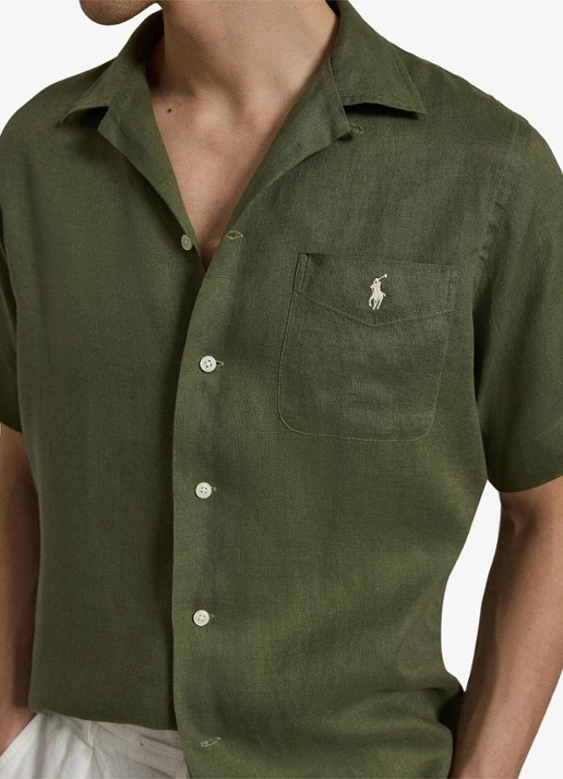 Ralph Lauren Classic fit overhemd van linnen met borstzak - detail 2 garden trail-30z6