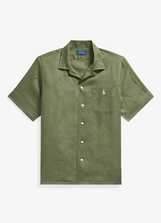 Ralph Lauren Classic fit overhemd van linnen met borstzak - voorkant 4 garden trail-30z6