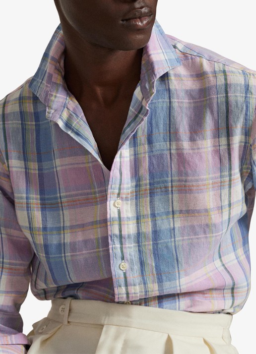 Ralph Lauren Classic fit overhemd van linnen met ruitdessin - detail 5 7105b pink blue multi-zyhq