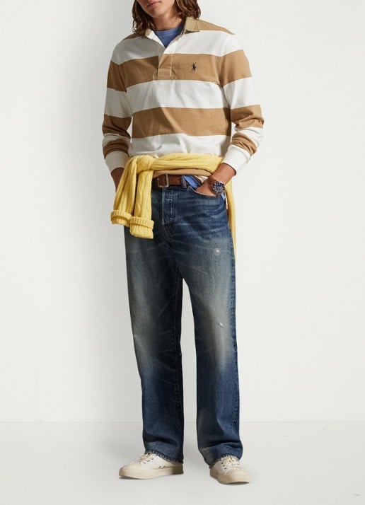 Ralph Lauren Classic fit polo met logoborduring - voorkant 3 cafe tan / camel