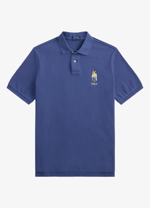 Ralph Lauren Classic fit polo met logoborduring - voorkant light navy / donkerblauw