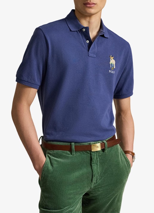 Ralph Lauren Classic fit polo met logoborduring - voorkant 2 light navy / donkerblauw