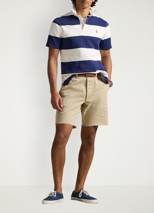 Ralph Lauren Classic fit polo met streepprint - voorkant 3 dark cobalt/deckwash white-zyrh