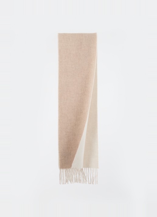 Ralph Lauren Classic Reversible sjaal in wolblend 168 x 25 cm - detail taupe