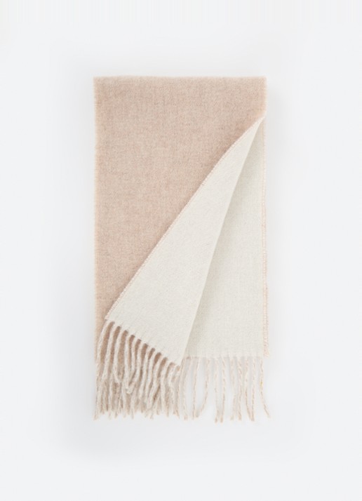 Ralph Lauren Classic Reversible sjaal in wolblend 168 x 25 cm - voorkant 3 taupe