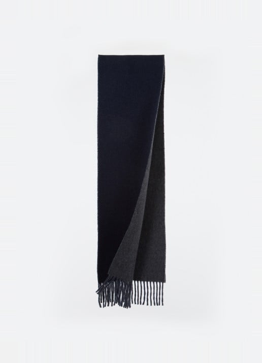 Ralph Lauren Classic Reversible sjaal in wolblend 168 x 25 cm - detail donkergrijs