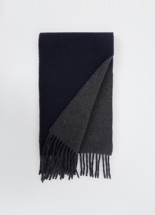 Ralph Lauren Classic Reversible sjaal in wolblend 168 x 25 cm - voorkant 3 donkergrijs