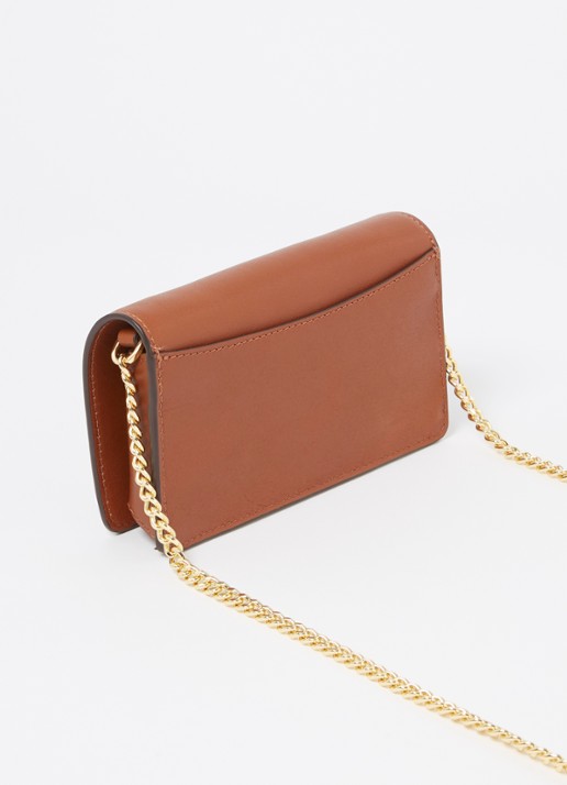 Ralph Lauren Clutch van leer met logo - achterkant 4 bruin