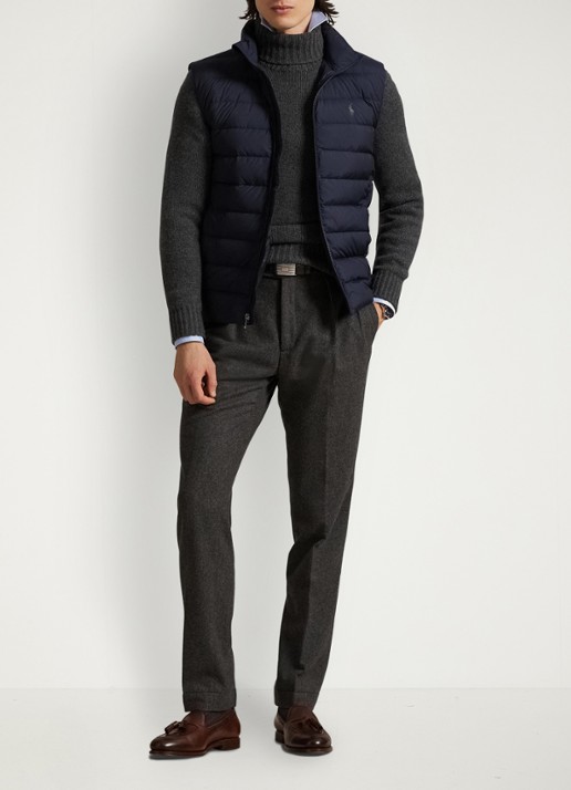 Ralph Lauren Colden bodywarmer met logoborduring - voorkant 2 collection navy / donkerblauw