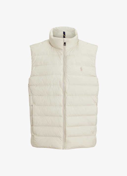 Ralph Lauren Colden bodywarmer met logoborduring - voorkant 3 basic sand / zand