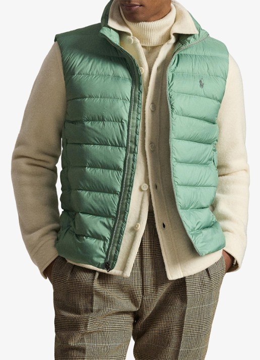 Ralph Lauren Colden bodywarmer met logoborduring - voorkant 4 light green / lichtgroen