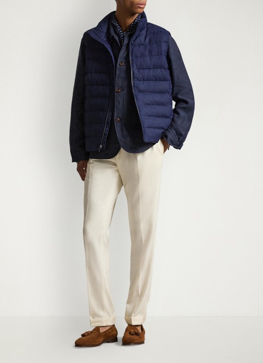 Ralph Lauren Colden bodywarmer met logoborduring - voorkant 4 newport navy / donkerblauw