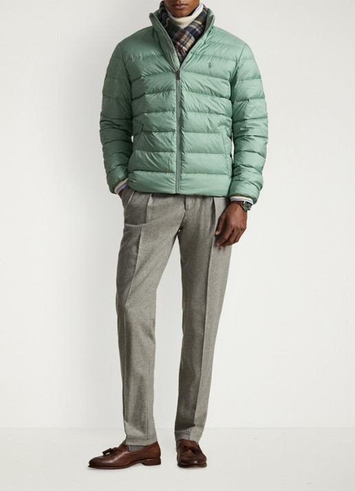 Ralph Lauren Colden gewatteerd jack met donsvulling en steekzakken - detail light green / lichtgroen