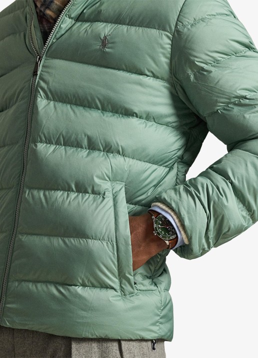 Ralph Lauren Colden gewatteerd jack met donsvulling en steekzakken - detail 2 light green / lichtgroen