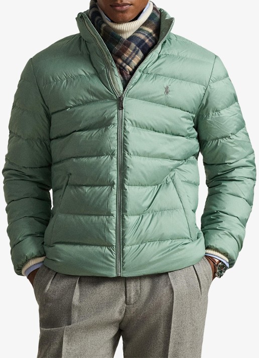 Ralph Lauren Colden gewatteerd jack met donsvulling en steekzakken - voorkant 4 light green / lichtgroen