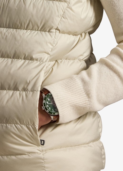 Ralph Lauren Colden opvouwbare bodywarmer met donsvulling en waterafstotende coating - detail 5 basic sand / zand