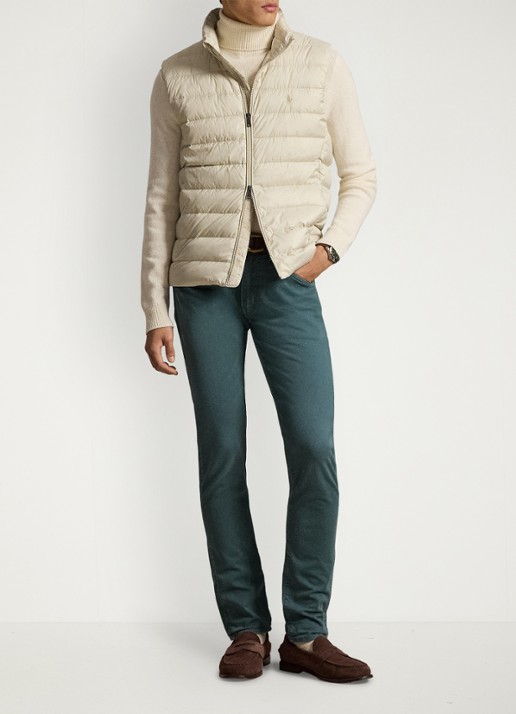 Ralph Lauren Colden opvouwbare bodywarmer met donsvulling en waterafstotende coating - voorkant 3 basic sand / zand
