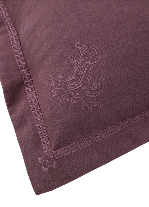 Ralph Lauren Corabell sierkussenhoes in linnenblend 45 x 45 cm - voorkant 3 roodbruin