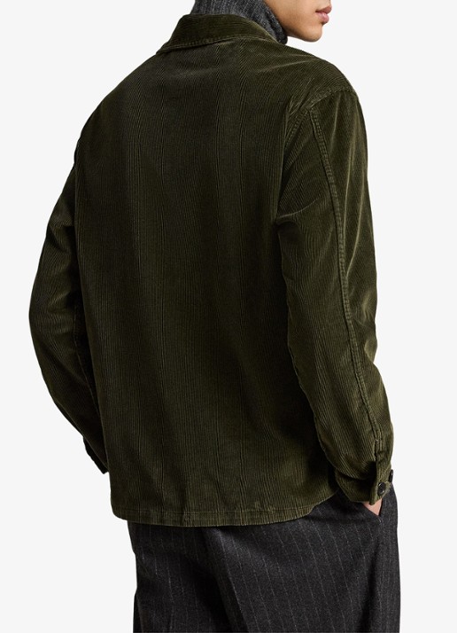 Ralph Lauren Corduroy utility overshirt - achterkant olijfgroen