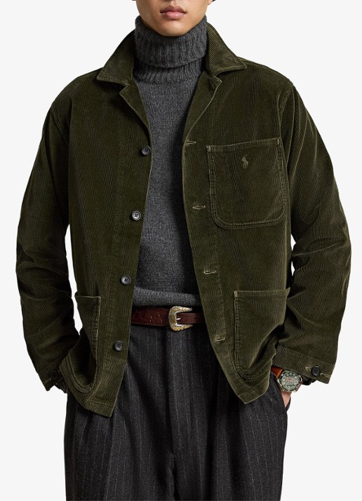 Ralph Lauren Corduroy utility overshirt - voorkant 3 olijfgroen