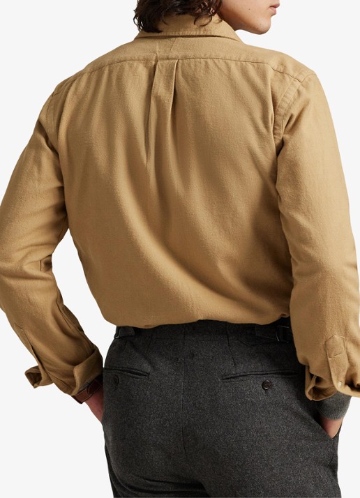 Ralph Lauren Costum fit overhemd met logoborduring - achterkant 5 rl khaki / khaki