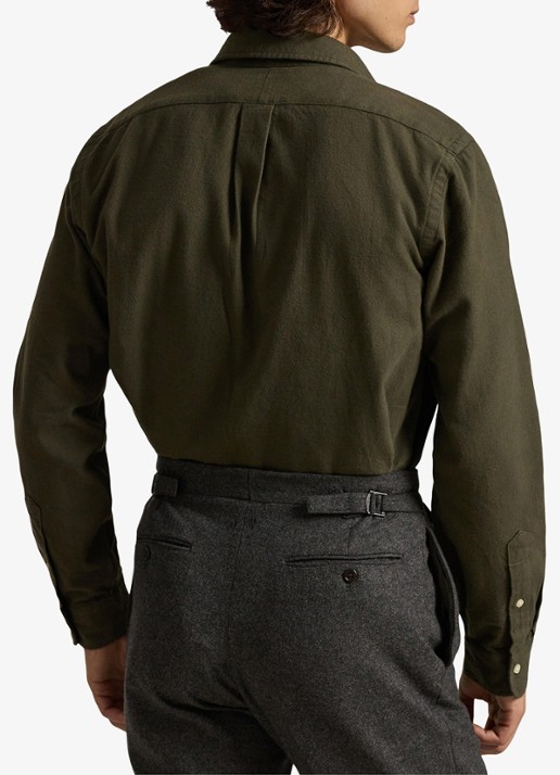 Ralph Lauren Costum fit overhemd met logoborduring - achterkant 5 ranger green / groen