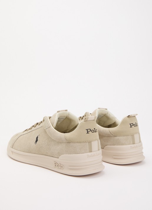 Ralph Lauren Court sneaker van suède met logoborduring - achterkant 5 beige