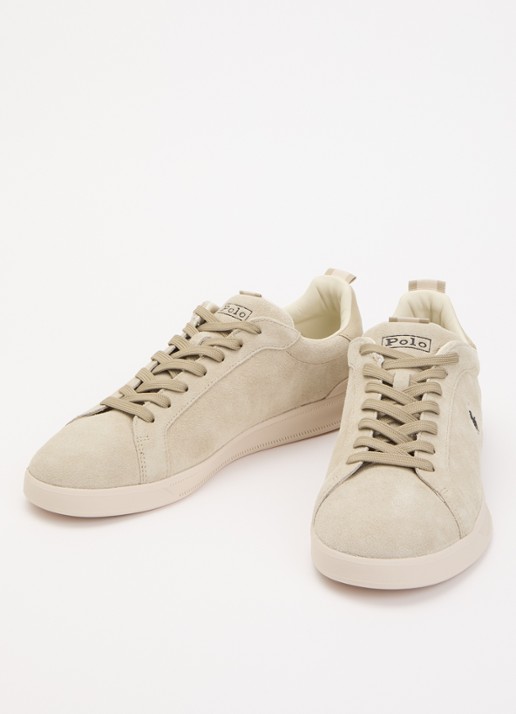 Ralph Lauren Court sneaker van suède met logoborduring - detail 2 beige