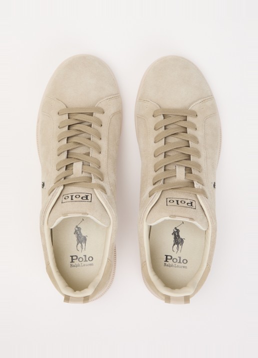 Ralph Lauren Court sneaker van suède met logoborduring - detail 3 beige