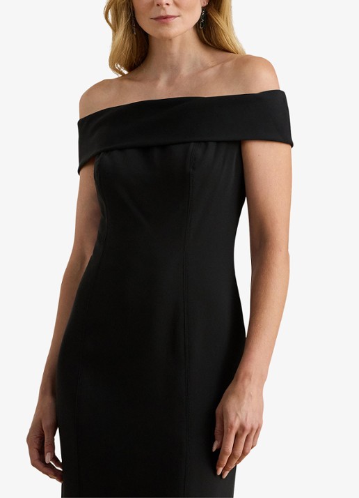 Ralph Lauren Crêpe jurk met blote schouders - detail 4 zwart