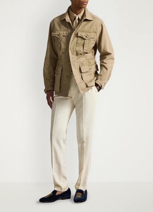 Ralph Lauren Crestwood utility jack met klepzakken  - voorkant 4 surrey tan / tan