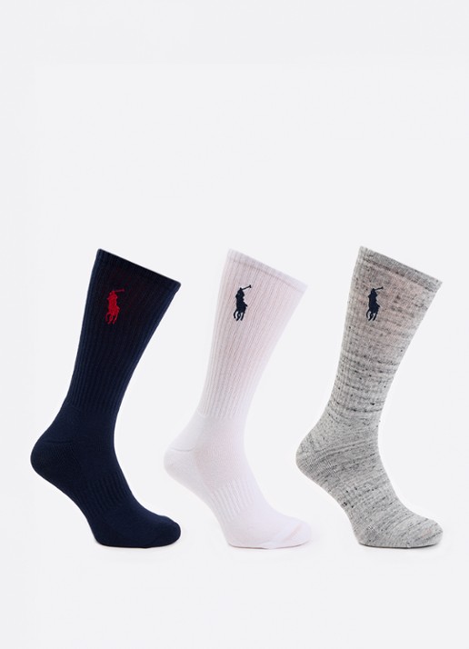 Ralph Lauren Crew sokken met logoborduring in 3-pack