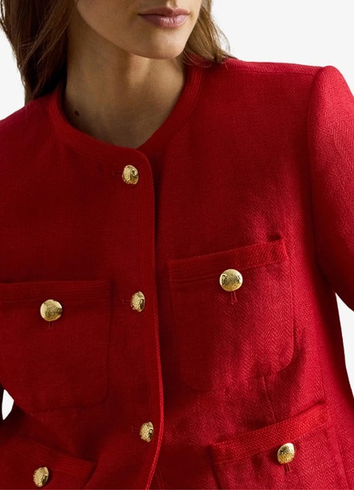 Ralph Lauren Cropped jack van linnen  - detail 2 cruise red 2wr6 / rood