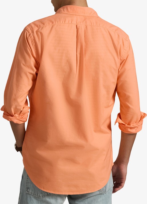 Ralph Lauren Custom fit garment-dyed Oxford overhemd - achterkant 3 pompano orange / oranje
