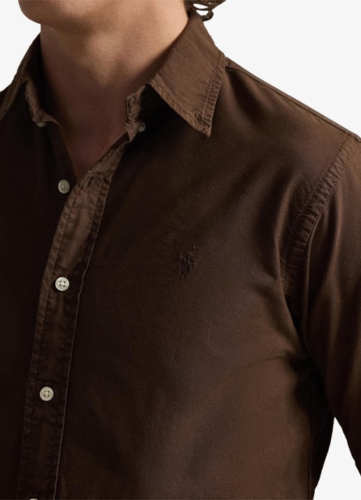 Ralph Lauren Custom fit garment-dyed Oxford overhemd - detail 5 nutmeg brown / bruin