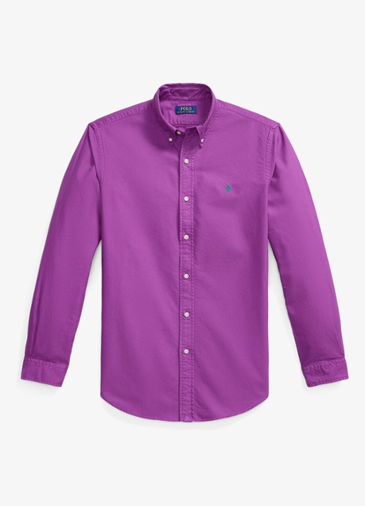 Ralph Lauren Custom fit garment-dyed Oxford overhemd - voorkant 5 purple dawn