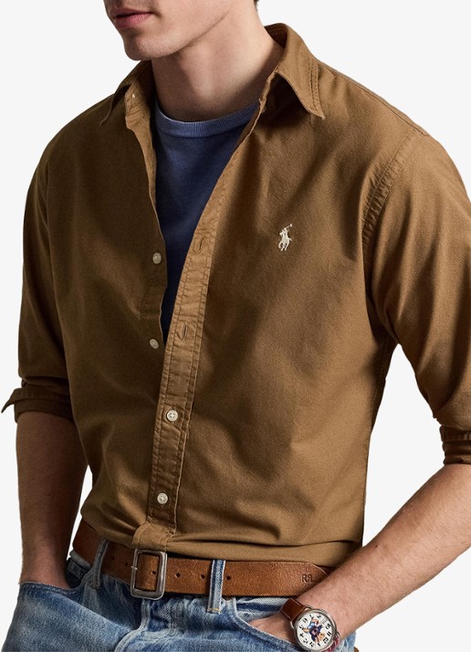 Ralph Lauren Custom fit garment-dyed Oxford overhemd - detail 4 rl brown