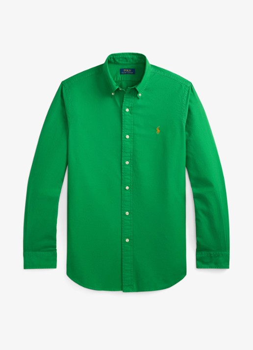 Ralph Lauren Custom fit garment-dyed Oxford overhemd - voorkant stem
