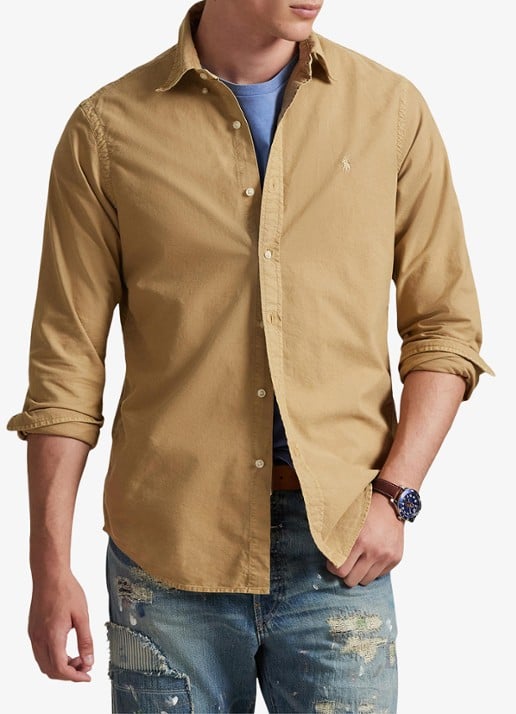 Ralph Lauren Custom fit garment-dyed Oxford overhemd