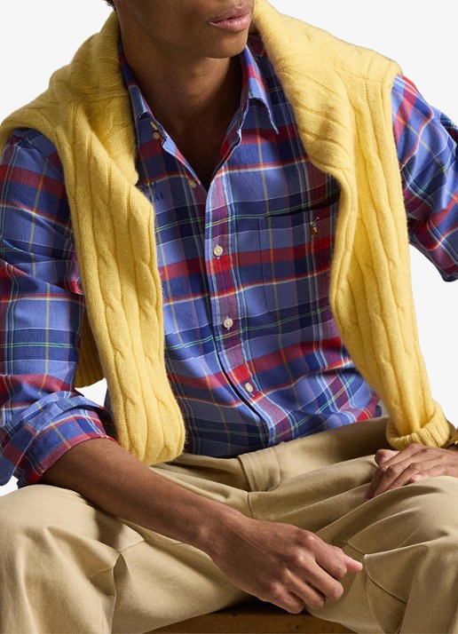 Ralph Lauren Custom fit geruit Oxford overhemd