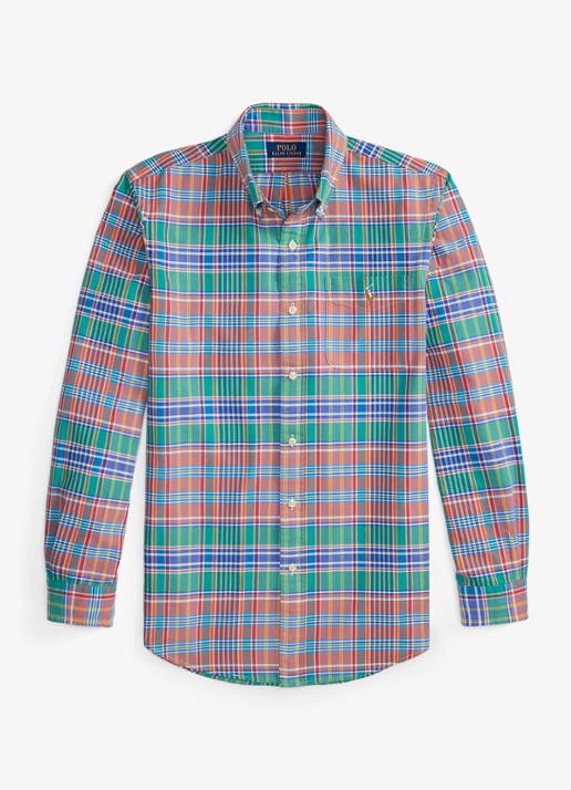 Ralph Lauren Custom fit geruit Oxford overhemd - voorkant oranje