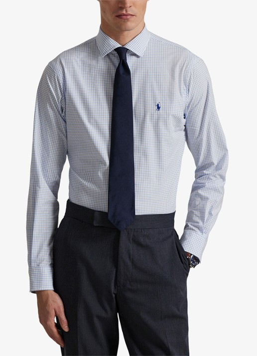 Ralph Lauren Custom fit geruit stretchpoplin overhemd - detail 4 white harbor island