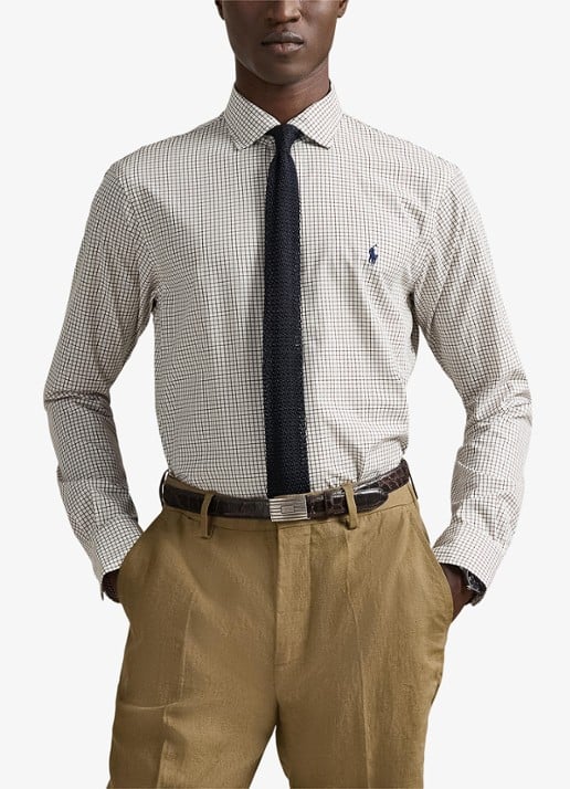 Ralph Lauren Custom fit geruit stretchpoplin overhemd