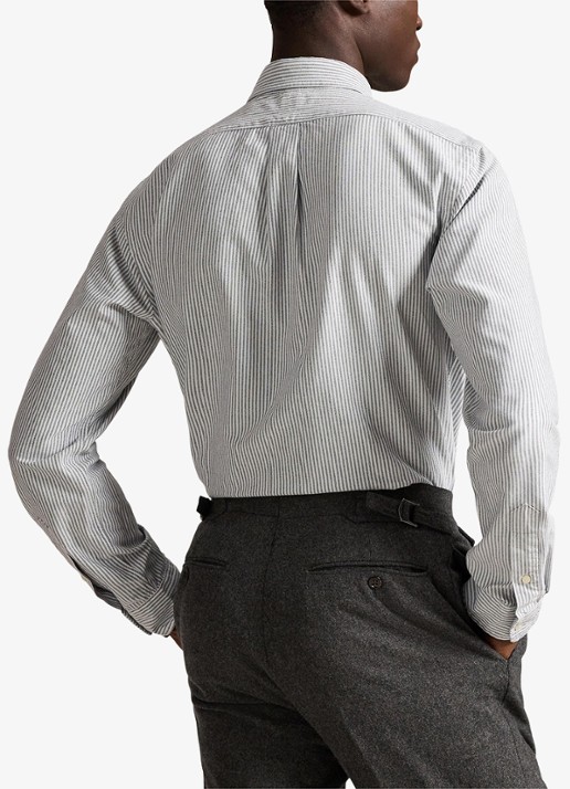 Ralph Lauren Custom fit gestreept Oxford overhemd - achterkant 2 6636o slate/white-48j4