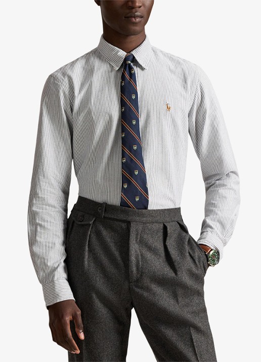 Ralph Lauren Custom fit gestreept Oxford overhemd - detail 6636o slate/white-48j4