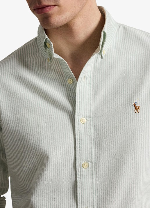 Ralph Lauren Custom fit gestreept Oxford overhemd - detail 2 6636r faded mint white-zxsa