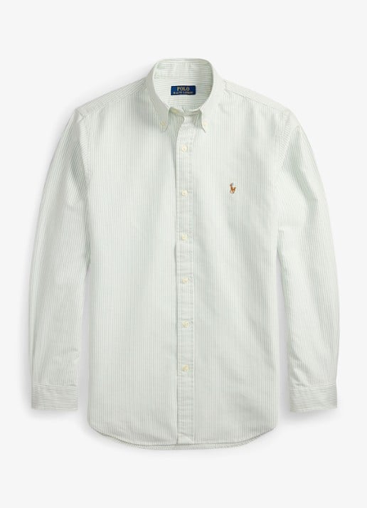 Ralph Lauren Custom fit gestreept Oxford overhemd - voorkant 4 6636r faded mint white-zxsa